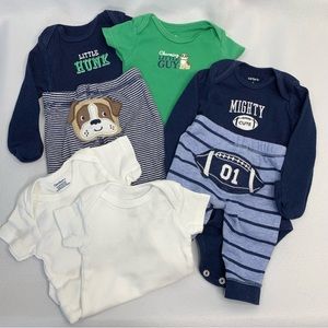 Baby Boy Size Newborn mix and match sets. Carters and Gerber Organics brand.